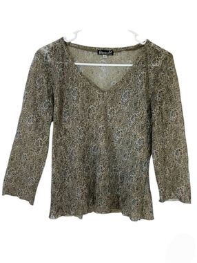 2260 * Biyaycda Mesh Lace Top Green Size M Y2K Vintage